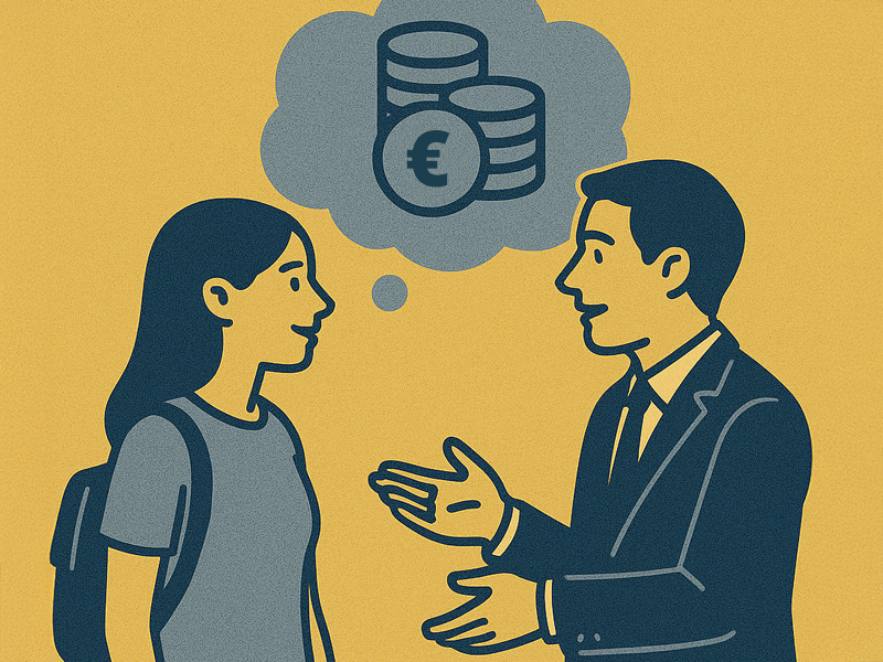 Berufsstarterin lässt sich zum Thema Geld beraten